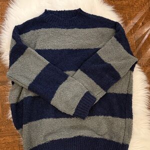 Navy and Gray Oversized Striped Sweater
